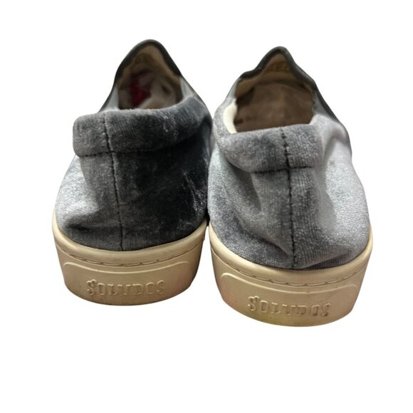 Soludos X Anthropologie Grey Velvet Slip-On Buffalo Slip On Flats Shoes Size 6.5 - Picture 5 of 6